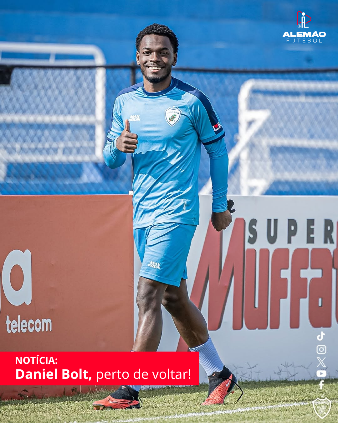 Daniel Bolt volta aos treinos no Londrina após grave lesão na perna
